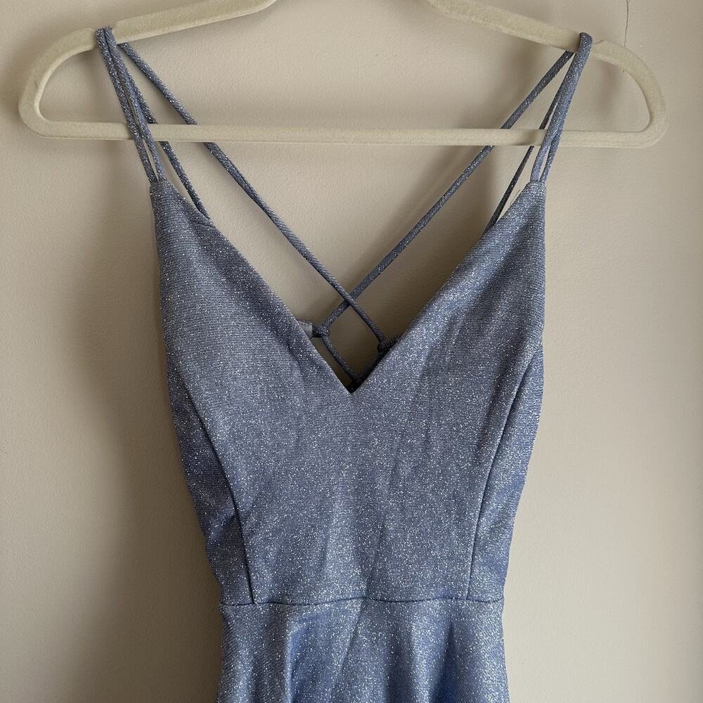 Rashida Lattice Back Glitter‎ Party Homecoming Dress WindsorBlue NWT Size Small - Picture 2 of 8